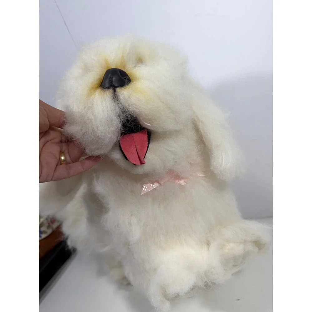 Vintage White Shaggy Plush Dog Stuffed Animal Maltese Bichon Frise Style
